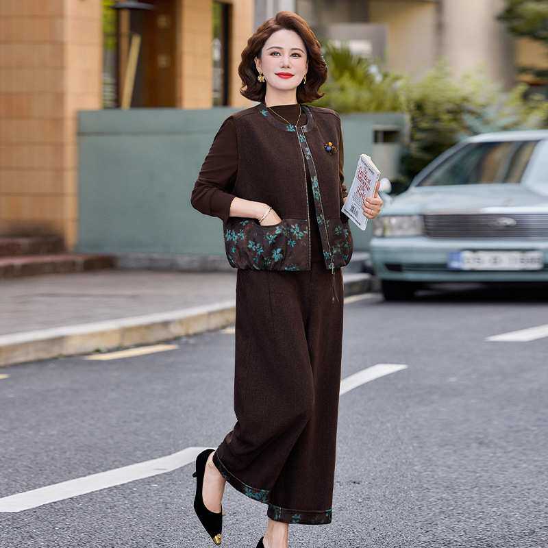 官方正品松驰感通勤套装妈妈装秋装新款2026高档中年女装长袖马甲