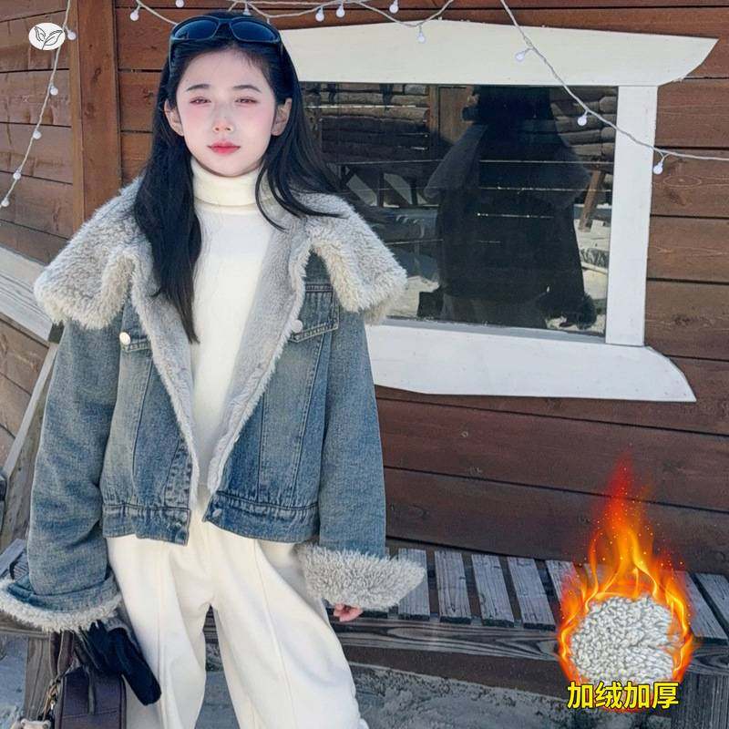 官网正品女童2025冬新款韩版宽松加绒加厚娃娃领短款夹克上衣复古,童装/婴儿装/亲子装,普通外套,淘宝优惠券,粉丝福利购,淘宝优惠卷