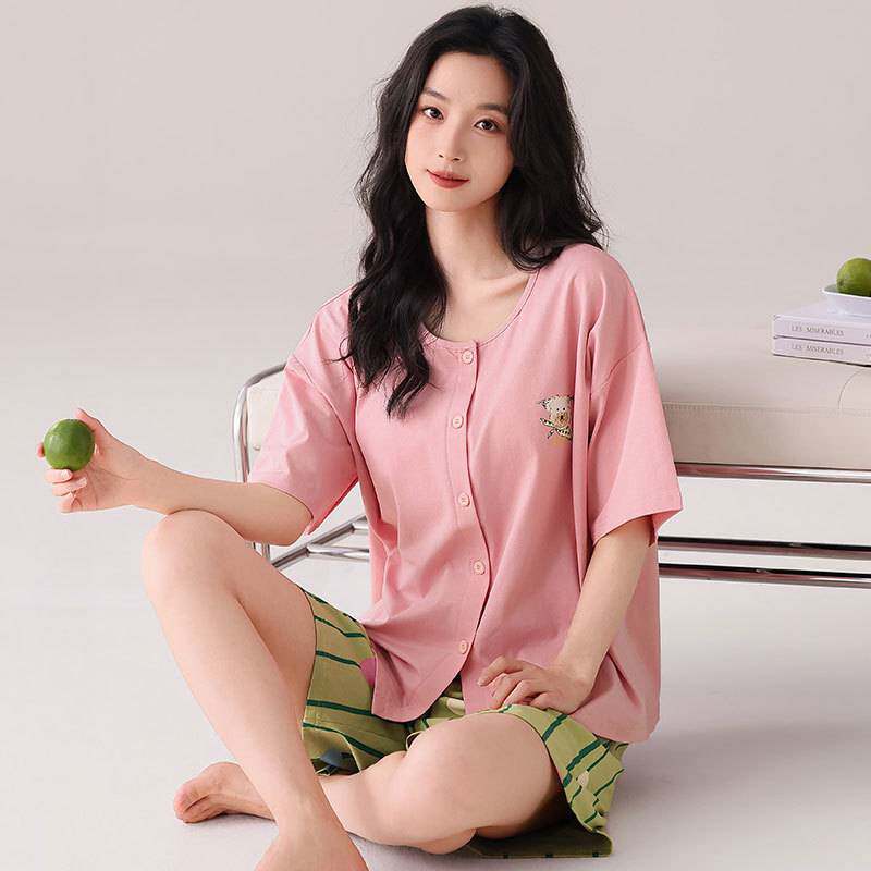官方正品睡衣女款2026年新款夏季纯棉带胸垫女士高级感短袖短裤家