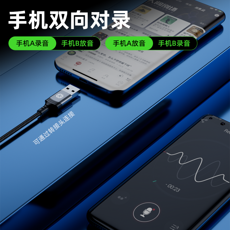 PAIWEI 오디오 라인-녹음 라인 오디오 브리지 양면 USB 포트 다기능 데이터 케이블 비디오 컬렉션 4K 고화질 게임 라이브 방송 전용 휴대 전화 태블릿 사무실 게임-녹화 라인