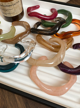 欧美亚克力不规则圆形开口手镯轻奢高级感手环个性夸张手饰女