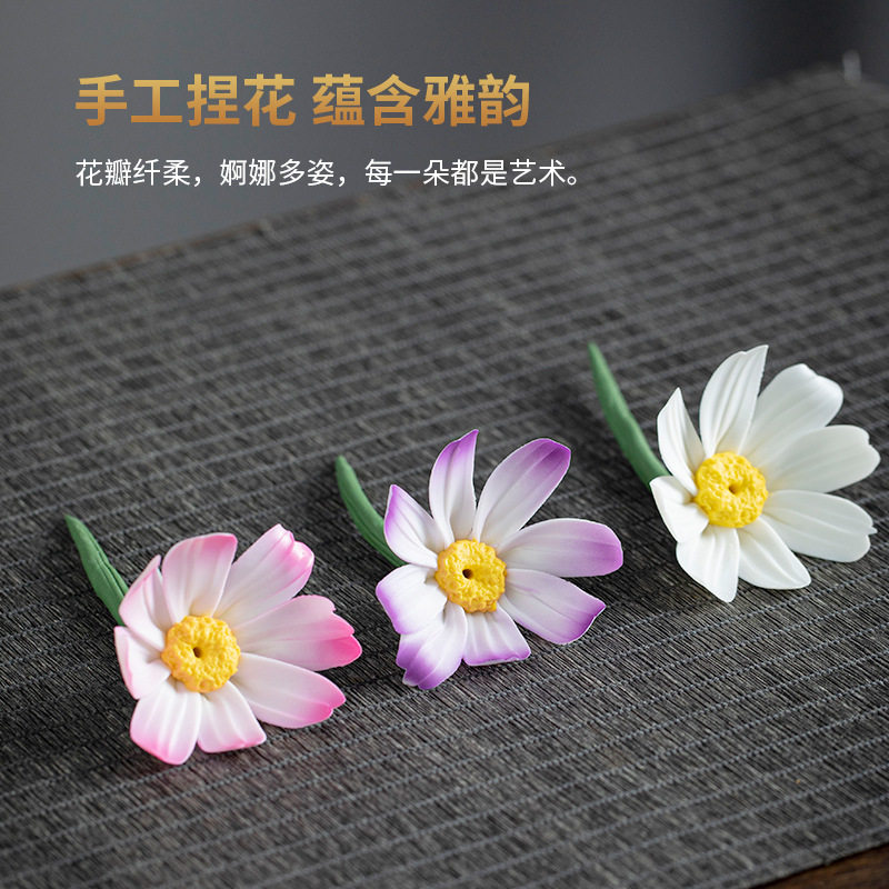 手工仿真花波斯菊客厅书房茶几桌面装饰花瓶插花香插香座