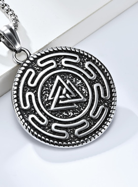 不锈钢饰品复古北欧维京狼头吊坠 小众个性穿搭钛钢项链