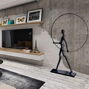 现代新中式 饰 人物雕塑摆件售楼处大厅走廊过道大型落地摆件家居装