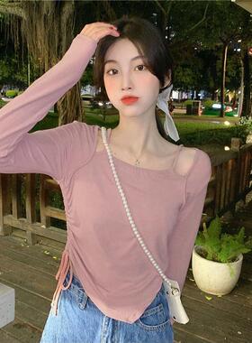 纯欲甜辣妹打底衫显瘦修身短款2025春秋季新款学生长袖T恤上衣女