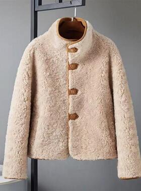 两面穿美拉德毛毛宽松立领羊羔毛外套女羊剪绒短款大衣秋冬爆款