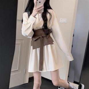 长袖衬衫裙子2025新款女装春秋季法式气质显瘦小个子冬季连衣裙子