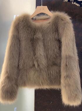 2025冬季新款仿狐狸毛皮草外套短款加厚百搭大衣