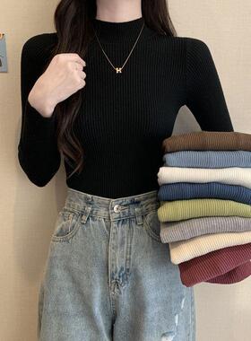 黑色毛衣内搭半高领打底针织衫女秋冬修身洋气别致长袖上衣笙陇