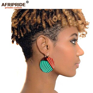 热销手工非洲民族印花蜡染夸张纽扣耳环女African earrings