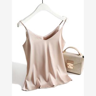 Solid Camisole女纯色百搭仿 Color Silk 丝吊带背心 Faux Ladies