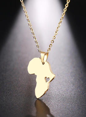 Necklace For Women Men Africa Map Gold Pendant Necklaces