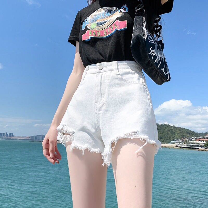 womenclothes白色破洞牛