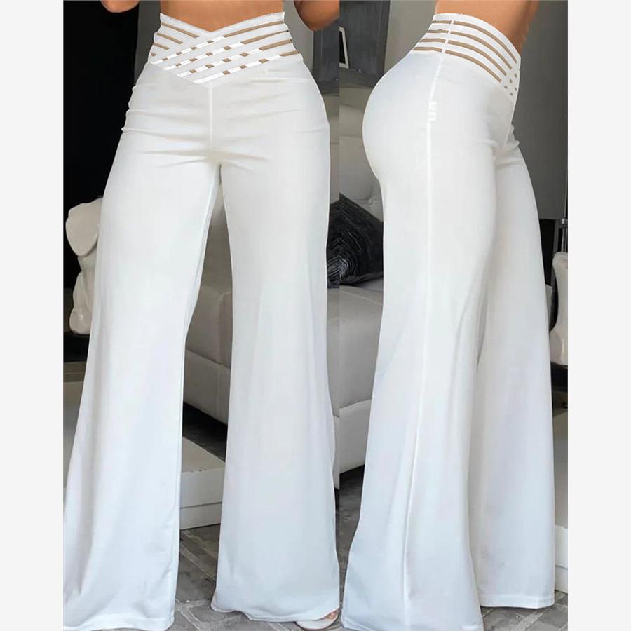 镂空条纹腰带百搭 阔腿裤 Openwork waistband wide-leg trousers