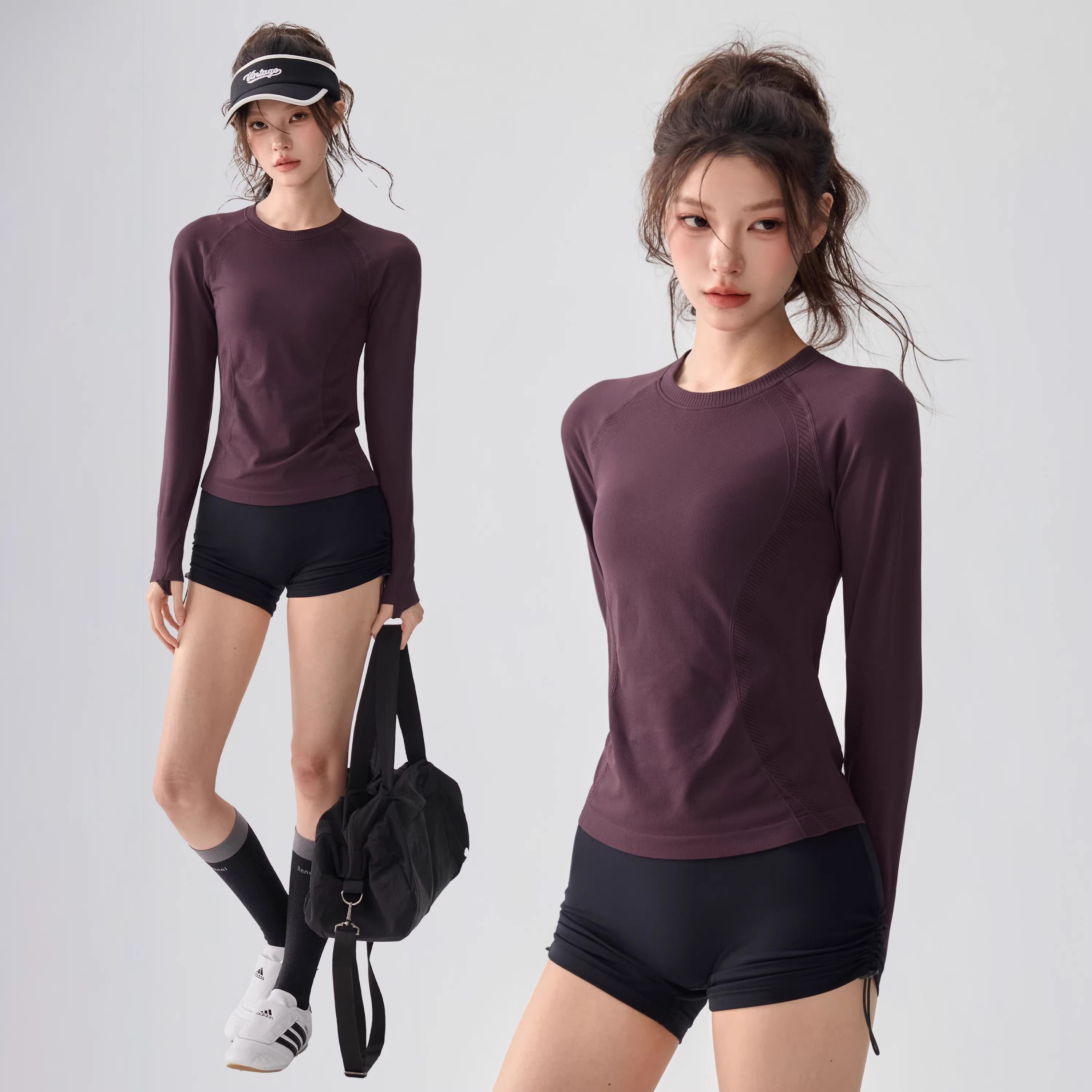 LULU VURU速干瑜伽长袖女修身显瘦普拉提训练T恤跑步运动健身上衣,运动服/休闲服装,健身衣,淘宝优惠券,粉丝福利购,淘宝优惠卷