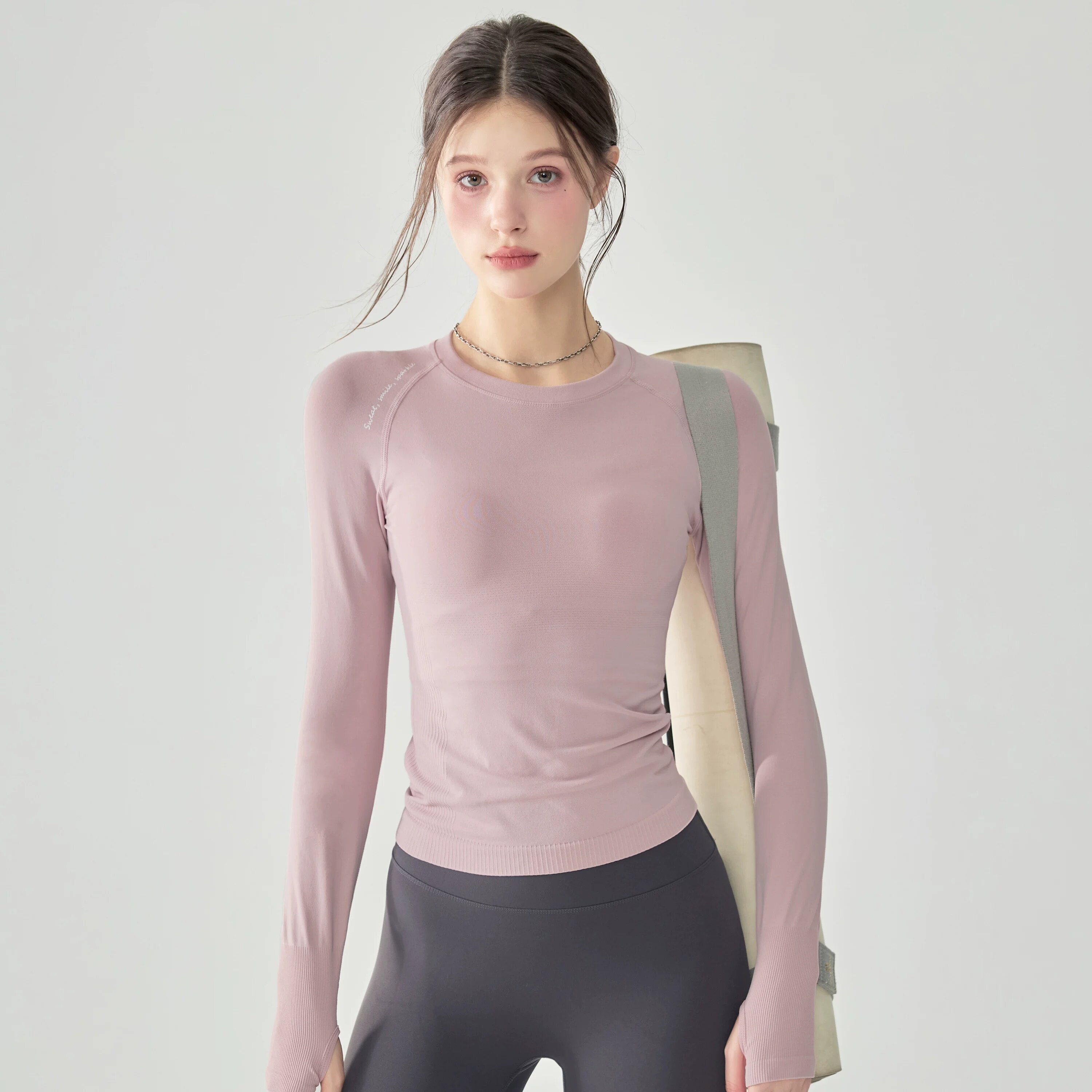 LULU VURU高级紧身显瘦圆领上衣瑜伽服女裸感健身长袖秋冬内搭新