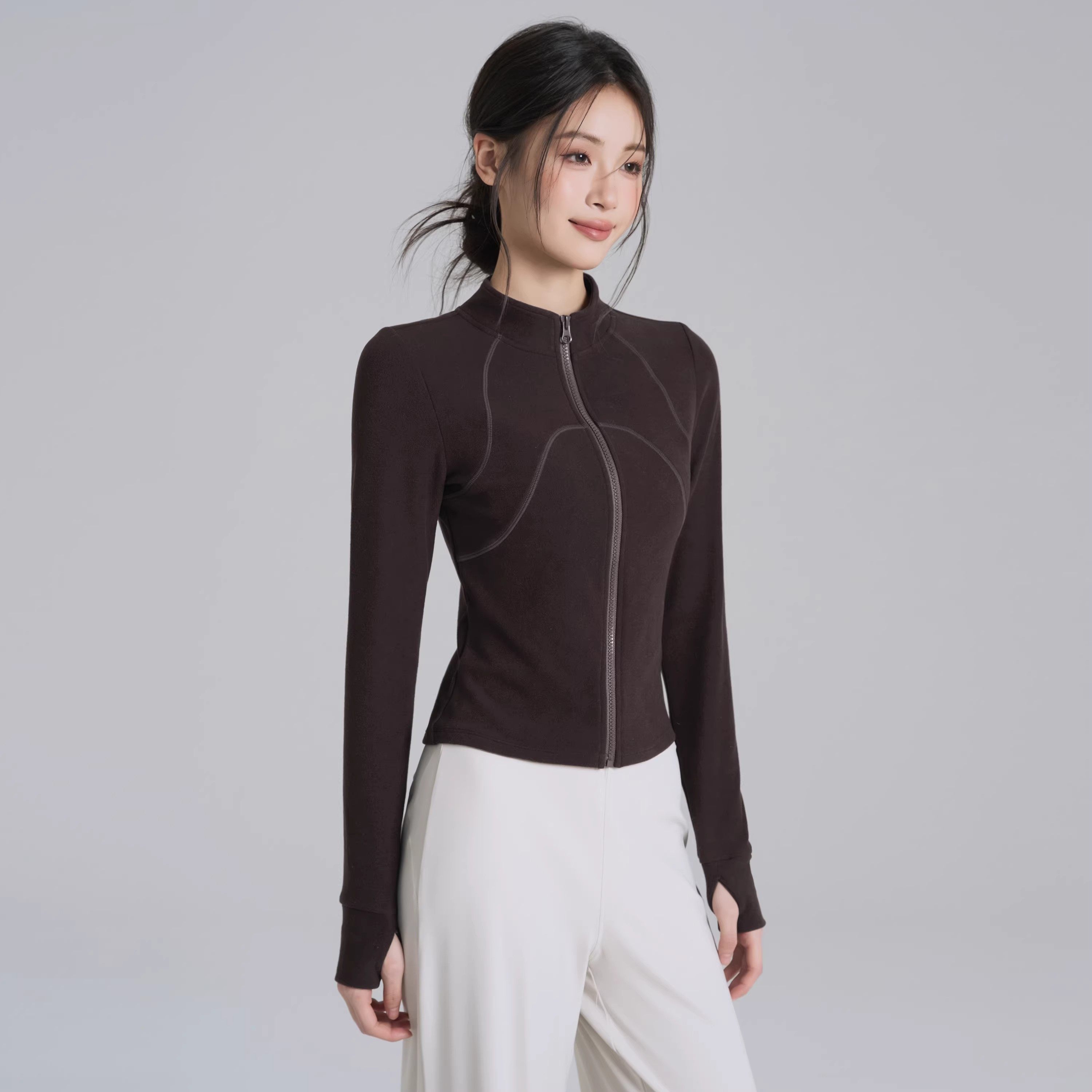 LULU VURU立领瑜伽服外套长袖女显瘦跑步训练普拉提运动健身上衣,运动服/休闲服装,健身衣,淘宝优惠券,粉丝福利购,淘宝优惠卷