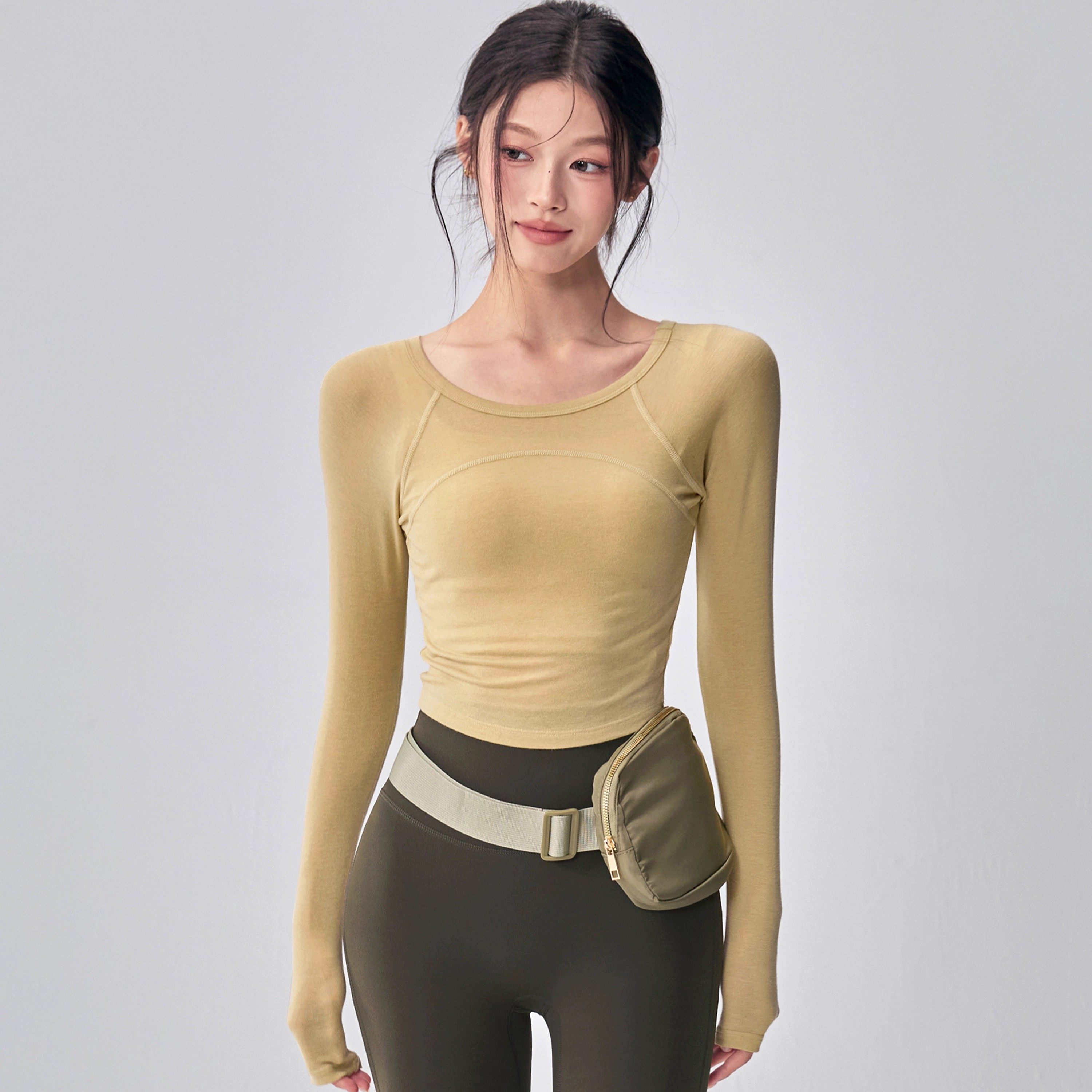 LULU VURU赛尔羊毛瑜伽长袖短款普拉提训练跑步速干运动健身上衣,运动服/休闲服装,健身衣,淘宝优惠券,粉丝福利购,淘宝优惠卷