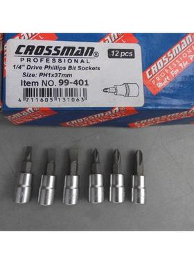 进口货CROSSMAN美国十字牌1/4小飞一字十字旋具套筒6.3mm批头套筒