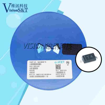 CJ长电原装 丝印:T4 贴片二极管1N4148WS 1N4148W SOD123/SOD323