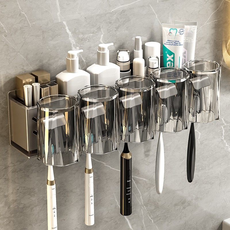 チュシンミ枪灰牙刷置物架免打孔电动牙刷架漱口杯壁挂牙杯收纳架,家装主材,牙刷牙杯架/漱口杯,淘宝优惠券,粉丝福利购,淘宝优惠卷