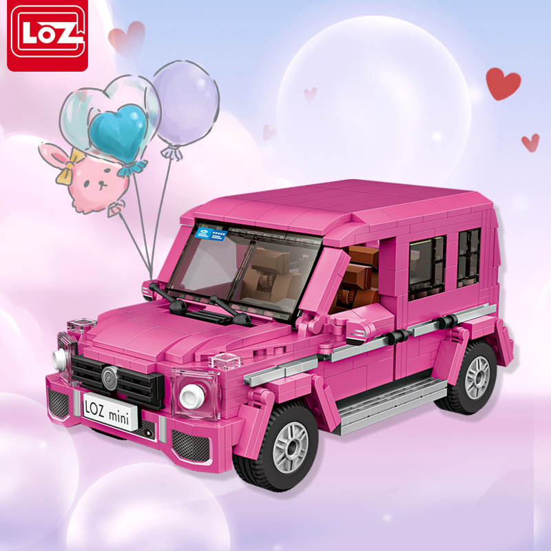俐智loz积木粉色大奔汽