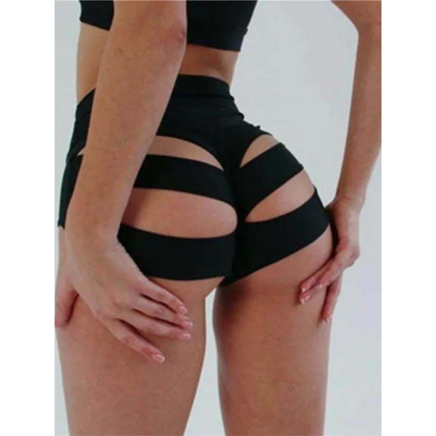 Women's tight cut out sports shorts夜店女装紧身镂空运动短裤