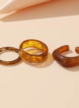Joint ring Brown retro resin knuckle rings冷淡风复古树脂戒指