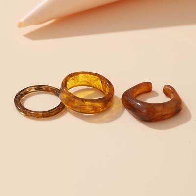 Joint ring Brown retro resin knuckle rings冷淡风复古树脂戒指