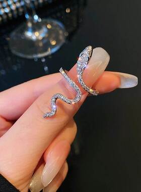 蝴蝶蛇形戒指inlaid zircon snake rings Punk index finger ring