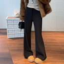 小个子微喇裤 裤 女2025年秋冬高腰显瘦弹力休闲西装 黑色加绒喇叭裤