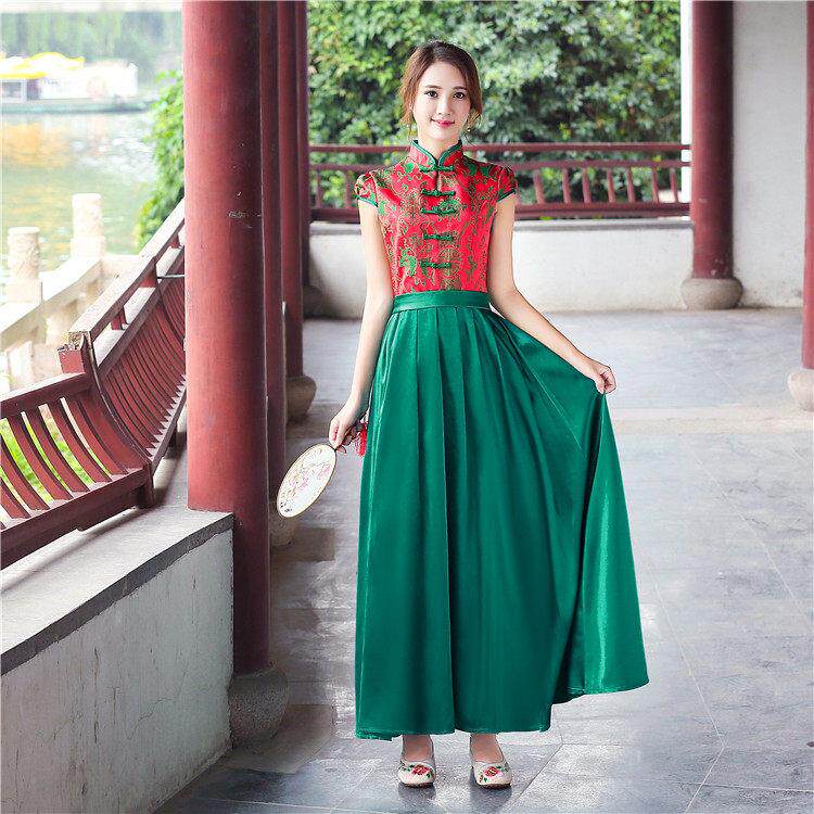 中国风伴娘裙女中国风姐妹团闺蜜装覆古西装连衣裙夏季新仙女优雅