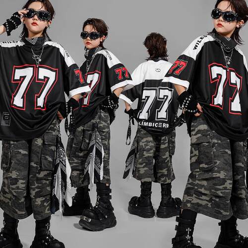 幼儿街舞潮服男孩美式嘻哈套装女孩爵士舞服装hiphop炸街演出服夏