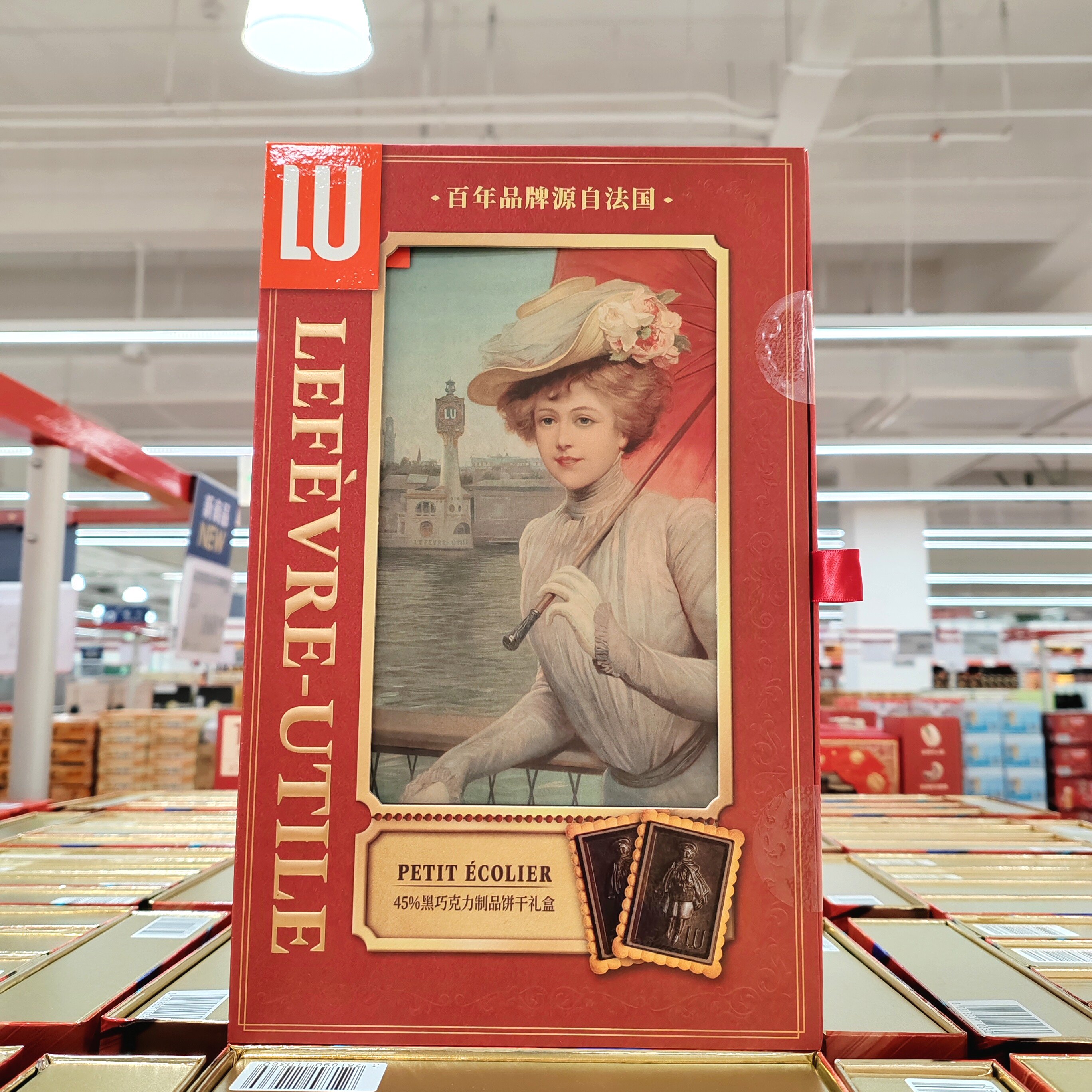 会员代购法国原装进口露怡45%黑巧克力饼干礼盒苦甜平衡750g/5份