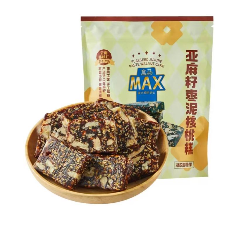 盒马MAX代购 亚麻籽枣泥核桃糕550g独立包装糕点手工揉糖休闲零食