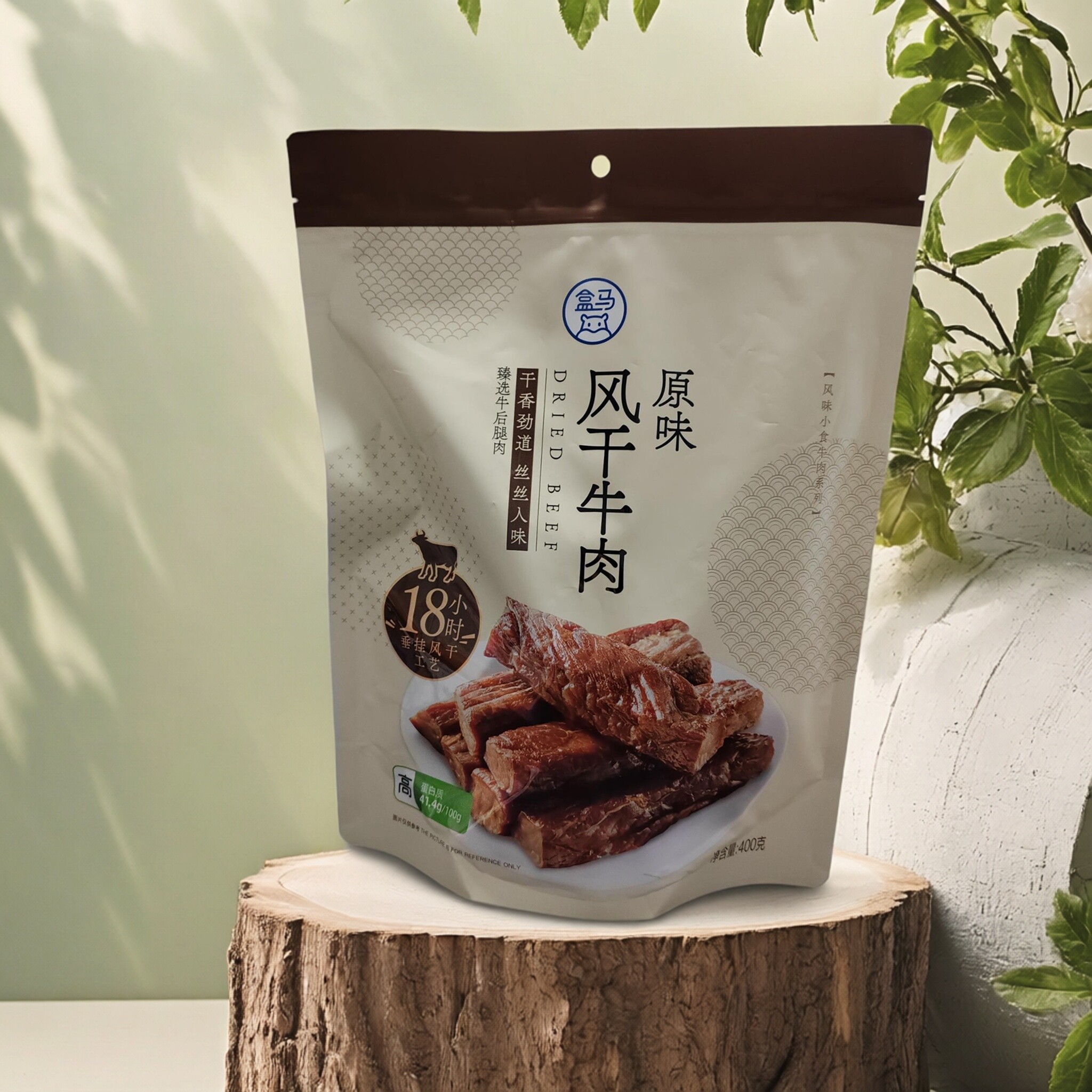 盒马X代购MAX原味风干牛肉400g即食手撕牛肉干真空单独小包装零食