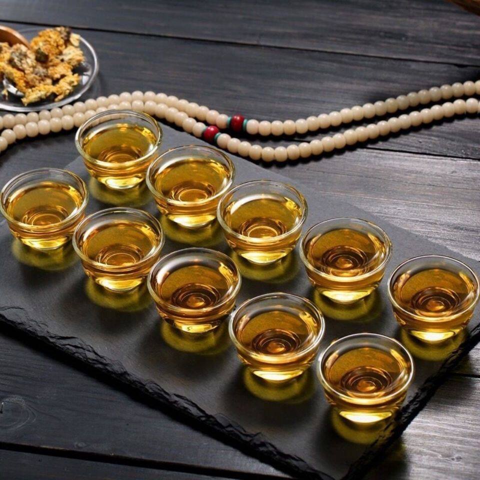 【可做酥油灯】加厚玉兰杯家用耐热功夫玻璃小茶杯主人杯透明茶杯