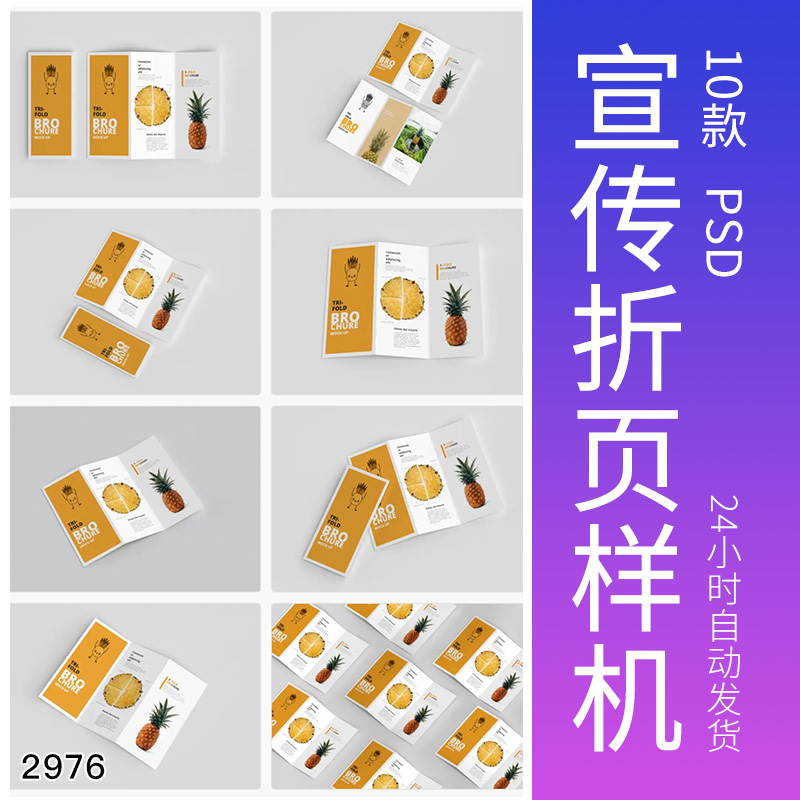 竖版三折产品企业宣传折页样机品牌设计提案效果包装展示PSD素材
