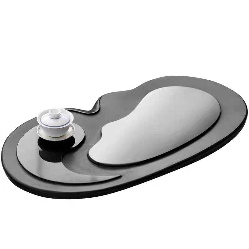 乌金石茶盘家用中式简约天然一体茶台单独排水式石材功夫茶具托盘