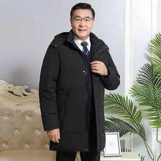 恒源祥抗寒老年人羽绒服男款中老年爸爸东北特厚加大中长款200斤