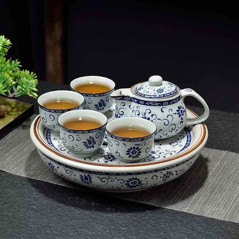 中式陶瓷茶盘茶杯盖碗茶船套装客厅釉中彩套装潮汕功夫茶具10英寸,餐饮具,功夫茶具,淘宝优惠券,粉丝福利购,淘宝优惠卷