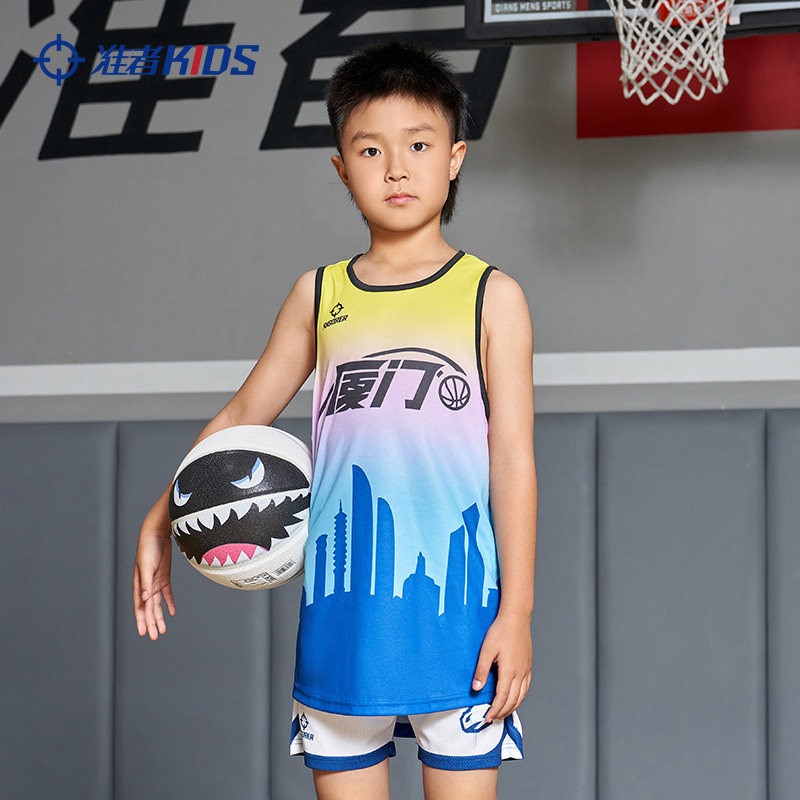 准者儿童篮球背心2025夏速干透气轻薄无袖运动T恤数码印制7天发