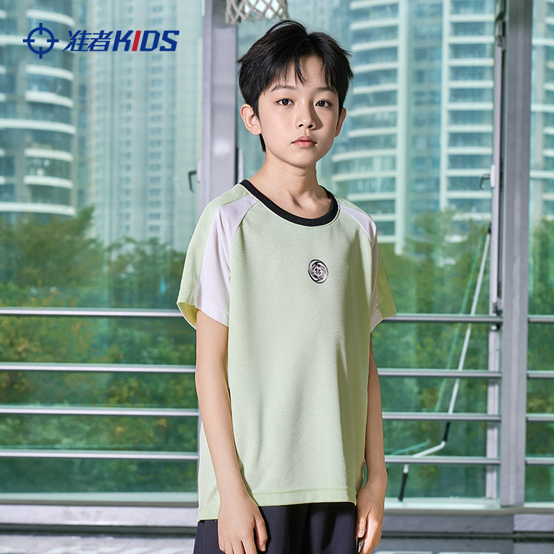 准者童装儿童夏装短袖T恤男童速干衣中大童运动上衣2026夏季半袖