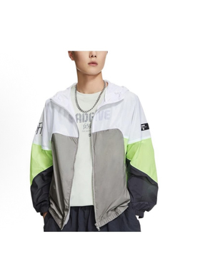 LiNing李宁 反伍BADFIVE 拼色休闲拉链夹克 男款白灰色 AFDS361-2