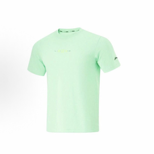 LiNing李宁 跑步系列 at air纯色反光圆领短袖T恤清凉绿ATSU199-3