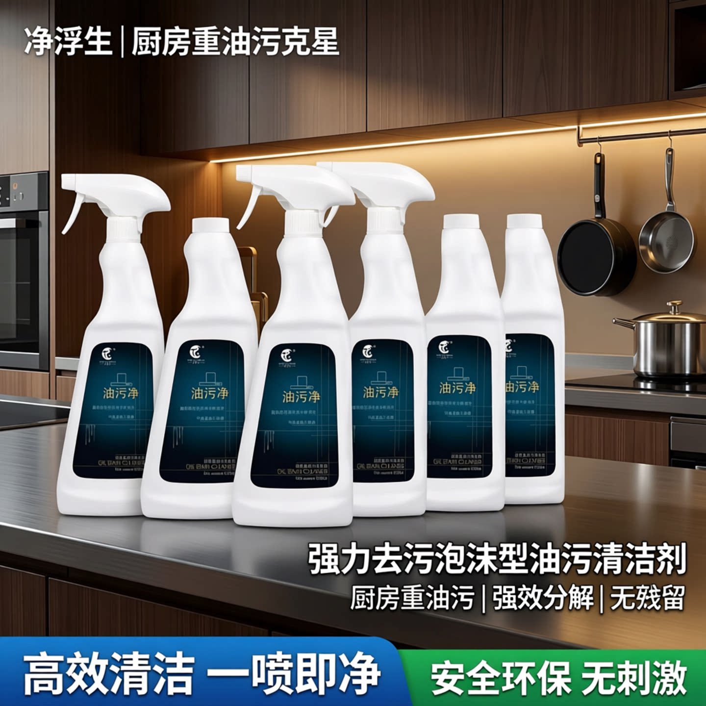 净浮生油污清洁剂厨房重油污清洗剂强力去污泡沫型