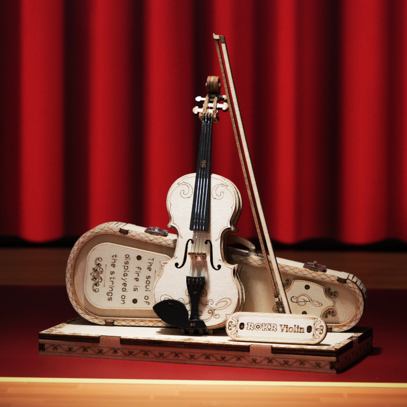 稀奇物「微缩乐器」小提琴摆件模型拼装吉他积木diy拼插立体拼图