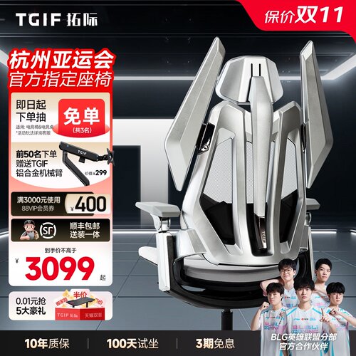 TGIFT0人体工学电竞电脑椅钛空银