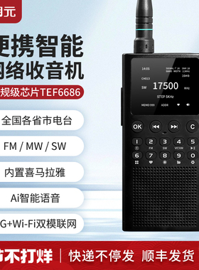 朝元WT2便携智能网络收音机专业便携式收音机随身听4G+Wi-Fi联网