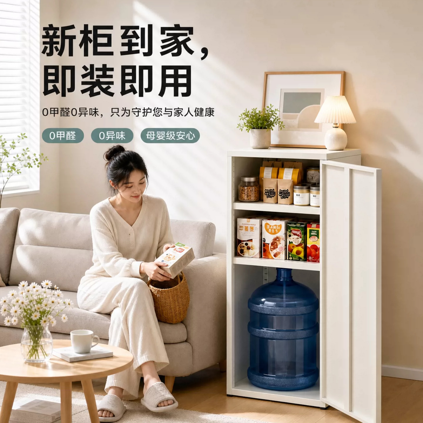 柜收纳阳台杂物平开门餐边柜子图片